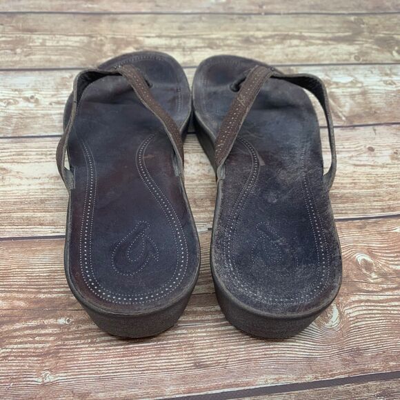 Olukai Ola Dark Java Dark Java Wedge Sandal Women's Size 8 EU 43 - Picture 6 of 11